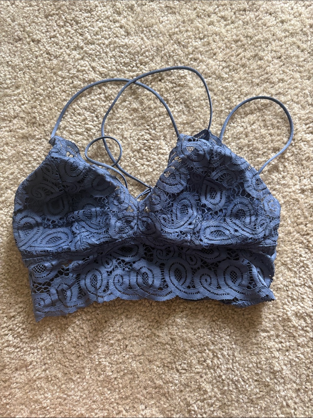 PINK Victoria's Secret Dusty Blue Lace Bralette
